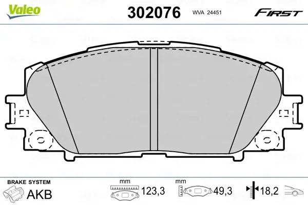 Гальмівні колодки First TOYOTA Yaris "F "05-20 Valeo 302076 (фото 1)