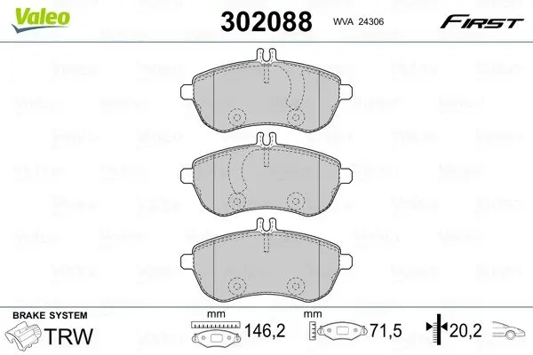 Гальмівні колодки First MB C-Class/E-Class/SLC/SLK "F "07>> Valeo 302088 (фото 1)