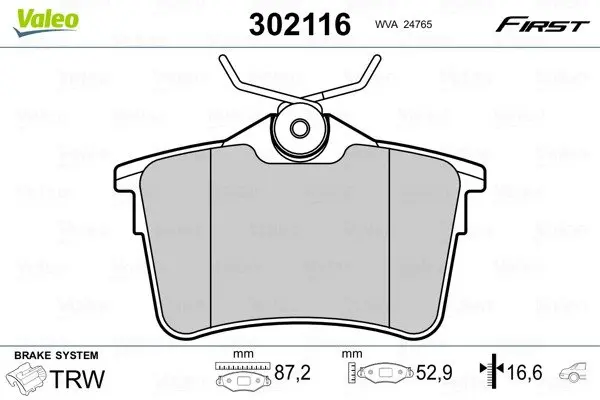 Гальмівні колодки дискові CITROEN/PEUGEOT Berlingo/308/Partner 1,2-2,0 "R "07>> Valeo 302116 (фото 1)