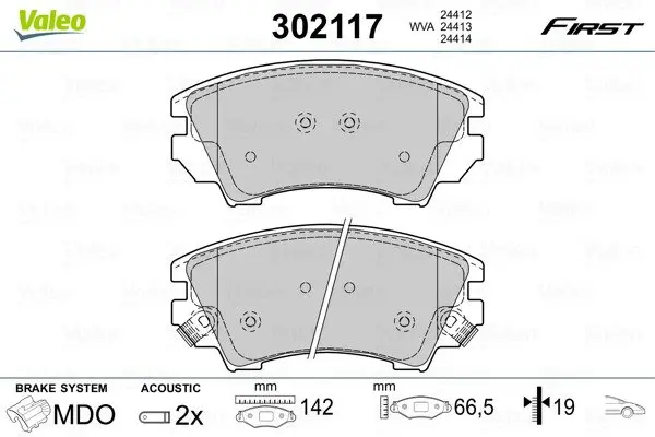 Гальмівні колодки дискові CHEVROLET/OPEL Malibu/AstraJ/Cascada/InsigniaA/Zafira "1,4-2,4 "F "08>> Valeo 302117 (фото 1)