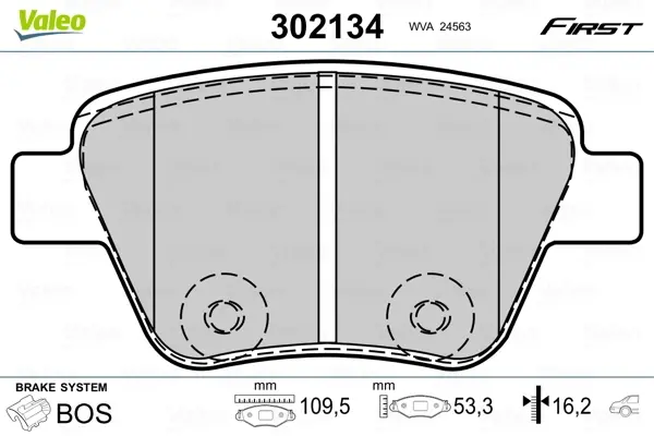 Гальмівні колодки дискові VAG A1/A3/Octavia/Caddy/Golf/Jetta/Scirocco/Touran "1,2-3,6 "R "03>> Valeo 302134 (фото 1)