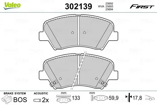 Гальмівні колодки First HYUNDAI/KIA I30/Ceed "F "11>> Valeo 302139 (фото 1)
