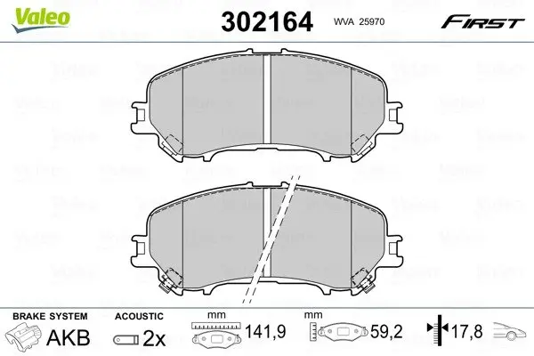 Гальмівні колодки First NISSAN/RENAULT Qashqai/Kadjar "F "13>> Valeo 302164 (фото 1)
