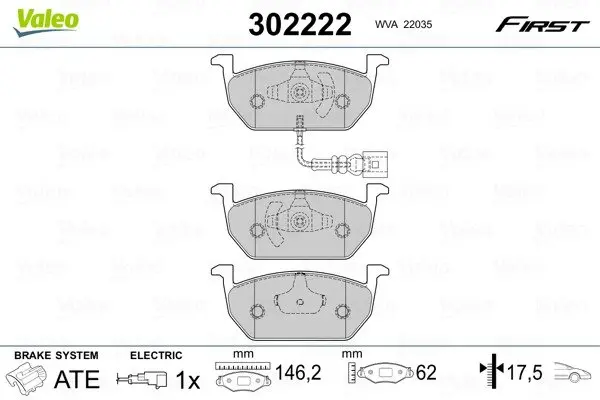 Гальмівні колодки First AUDI/SEAT/SKODA/VW A3/Leon/Octavia/Golf "F "12-21 Valeo 302222 (фото 1)