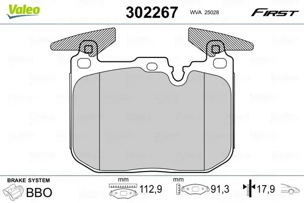 Гальмівні колодки First BMW 1/2/3 "F "11>> Valeo 302267 (фото 1)