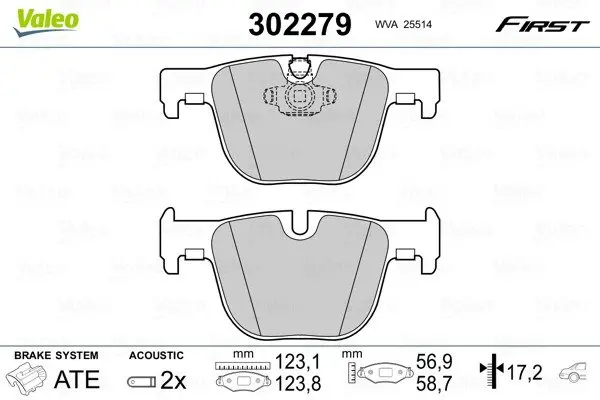 Гальмівні колодки First BMW 3/4 "R "11>> Valeo 302279 (фото 1)
