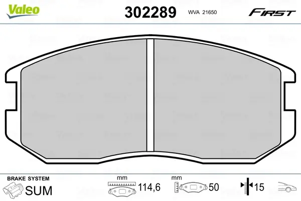 Гальмівні колодки First DAIHATSU/MITSUBISHI Terios/Lancer "F "85>> Valeo 302289 (фото 1)
