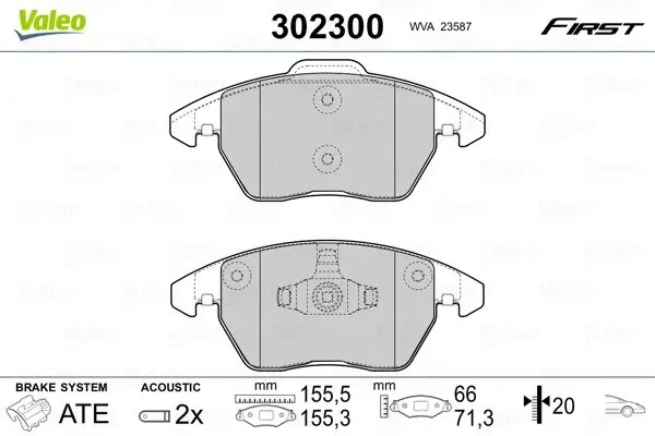 Гальмівні колодки First AUDI/SEAT/VW A1/Ibiza/Polo "F "08-18 Valeo 302300 (фото 1)