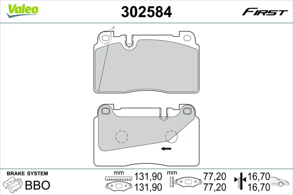 Гальмівні колодки First AUDI/PORSCHE A6/Macan "F "08>> Valeo 302584 (фото 1)