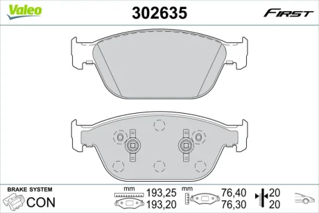 Гальмівні колодки First AUDI A8/Q5 "F "09-18 Valeo 302635