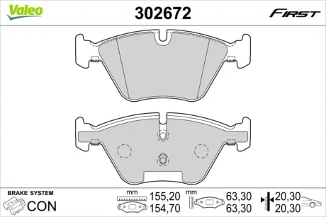 Гальмівні колодки First BMW 3/X1/Z4 "F "04-16 Valeo 302672
