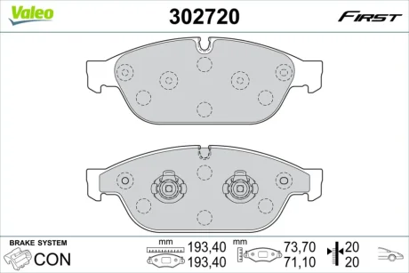 Гальмівні колодки First AUDI A6/A7/A8 "F "07-18 Valeo 302720