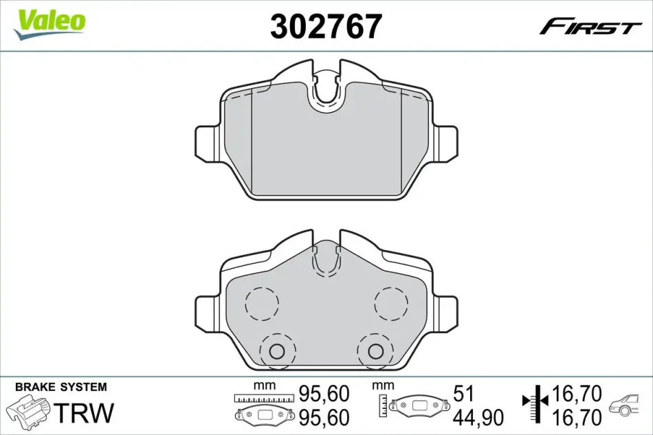 Гальмівні колодки First MINI Cooper/Countryman "R "10-16 Valeo 302767 (фото 1)
