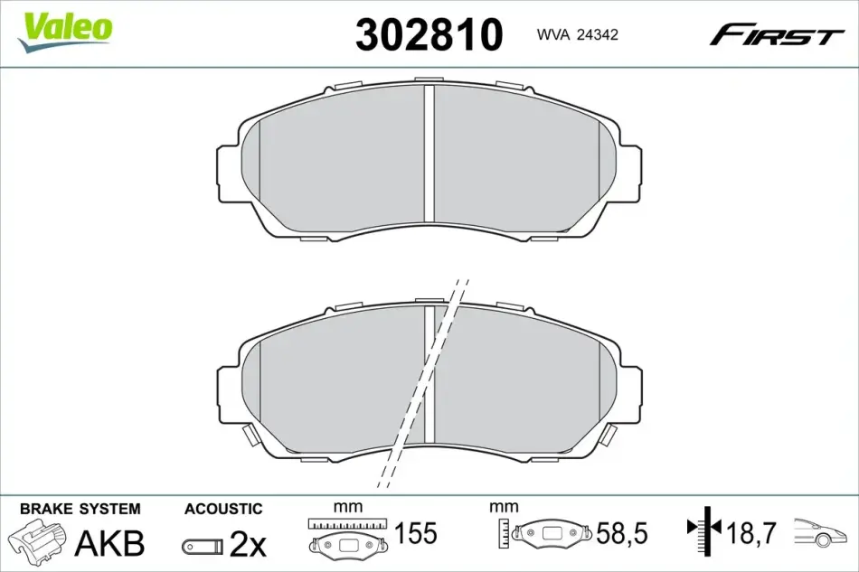 Гальмівні колодки First HONDA Cr-V "F "01>> Valeo 302810 (фото 1)