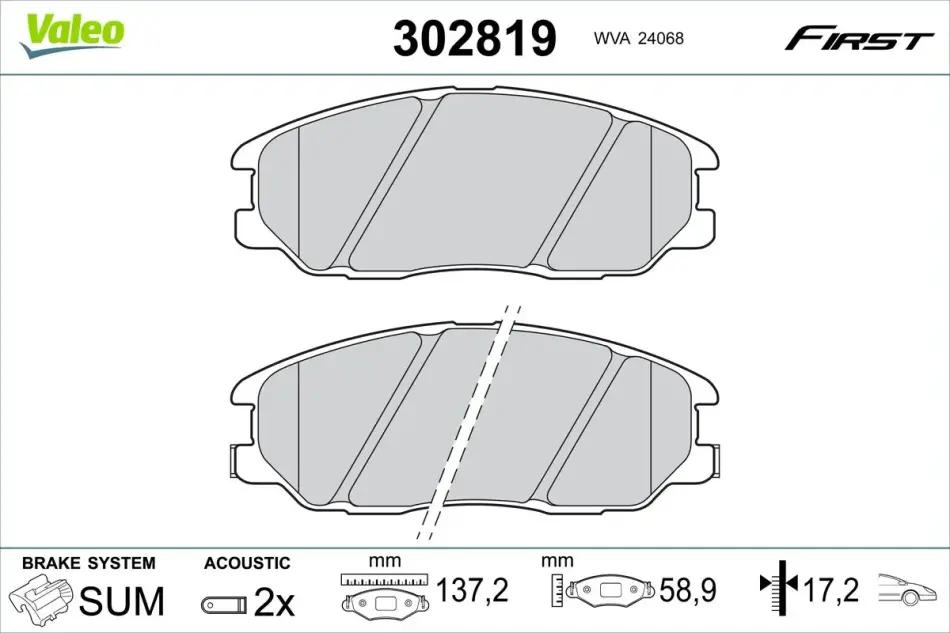 Гальмівні колодки First KIA Sorento "F "02-11 Valeo 302819 (фото 1)