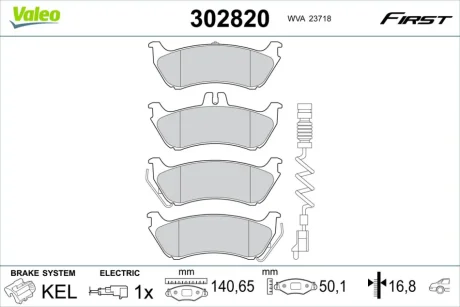 Гальмівні колодки First MB M-Class "R "98-05 Valeo 302820