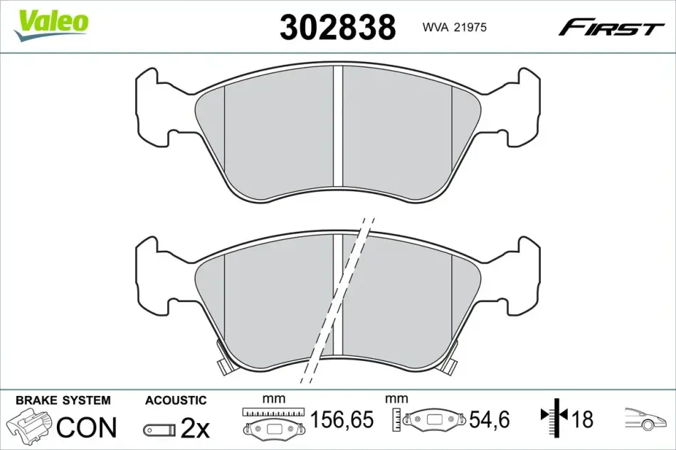 Гальмівні колодки First TOYOTA Avensis "F "97-03 Valeo 302838 (фото 1)
