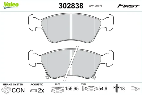 Гальмівні колодки First TOYOTA Avensis "F "97-03 Valeo 302838