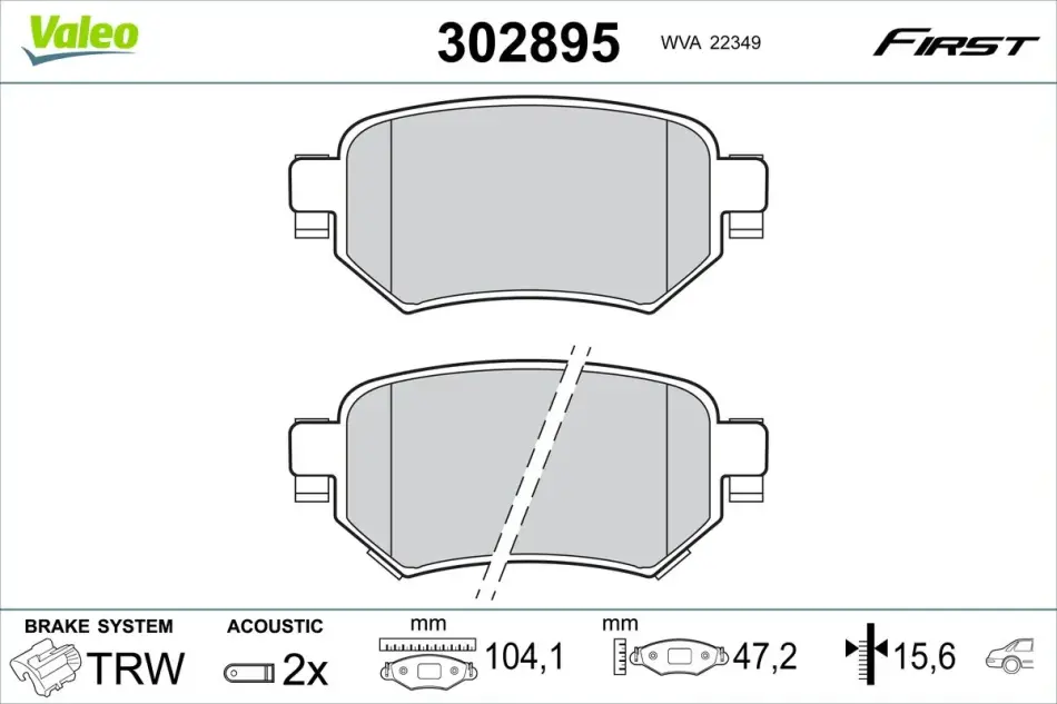 Гальмівні колодки First MAZDA 6 "R "12>> Valeo 302895 (фото 1)