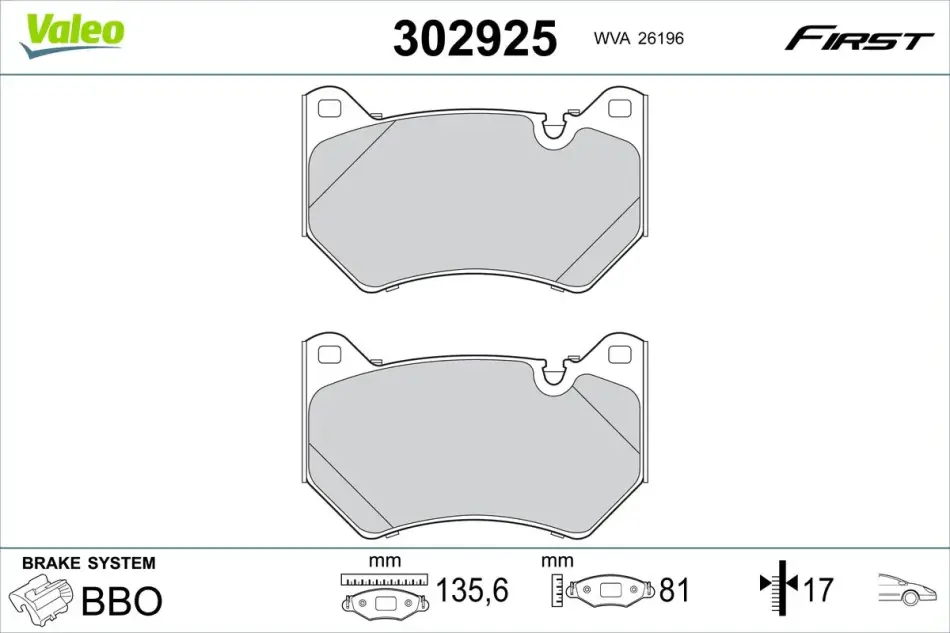 Гальмівні колодки First AUDI Q5 "F "16>> Valeo 302925 (фото 1)