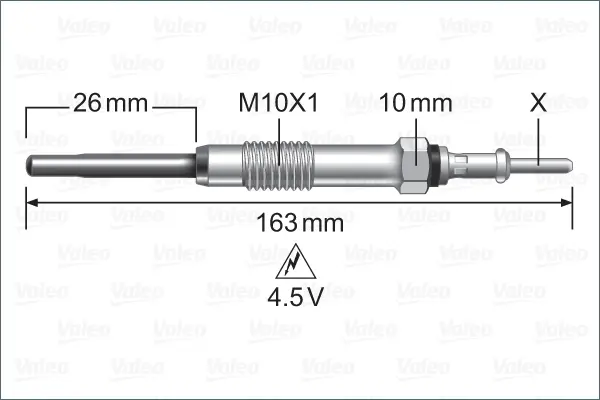 VALEO NISSAN Свічка розжарювання 4.6V Navara,Pathfinder,Qashqai,X-Trail,Opel Vivaro,Renault Trafic II,Master III 1.6/2.5dCi 06- Valeo 345235 (фото 1)