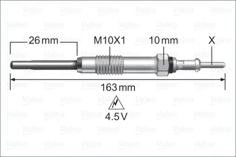 VALEO NISSAN Свічка розжарювання 4.6V Navara,Pathfinder,Qashqai,X-Trail,Opel Vivaro,Renault Trafic II,Master III 1.6/2.5dCi 06- Valeo 345235