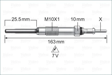 VALEO RENAULT Свічка розжарювання 7V Laguna,Master III,Trafic II,Opel Movano,Nissan 2.0/3.0dCi 07- Valeo 345252