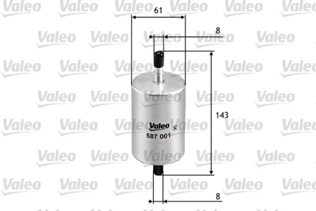 Фільтр паливний CITROEN Berlingo/C-Elysee/C15/C2/C3/Evasion/Jumpy/Saxo/Xantia "1,0-2,9 "88>> Valeo 587001
