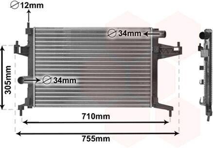 Радиатор, охлаждение двигателя Van Wezel 37002306