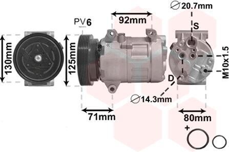 Компрессор кондиционера MEGANE/SCENIC 1.4/1.6 00- Van Wezel 4300K103 (фото 1)