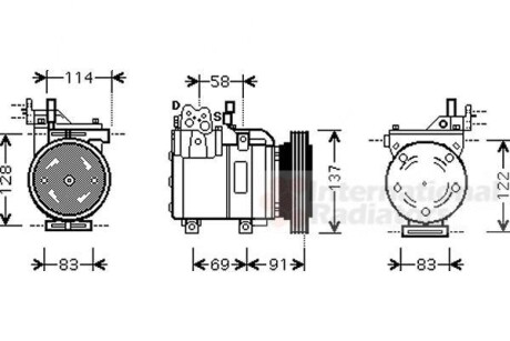 Компрессор кондиционера GETZ 14i/16i MT/AT 05-09 Van Wezel 8200K199