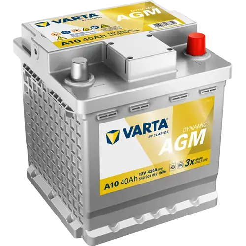 Акумулятор 12В 40Агод./420А (EN) Dynamic AGM START&STOP AGM (R+) 175x175x190 B13 - монтажний фланець 10.5мм (пусковий/agm) VARTA 540901042K262 (фото 1)