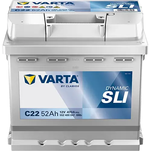 Акумулятор 12В 52Агод./470А (EN) Dynamic SLI (R+ стандартні клеми) 207x175x190 B13 - монтажний фланець 10.5мм (пусковий) VARTA 552400047K262 (фото 1)