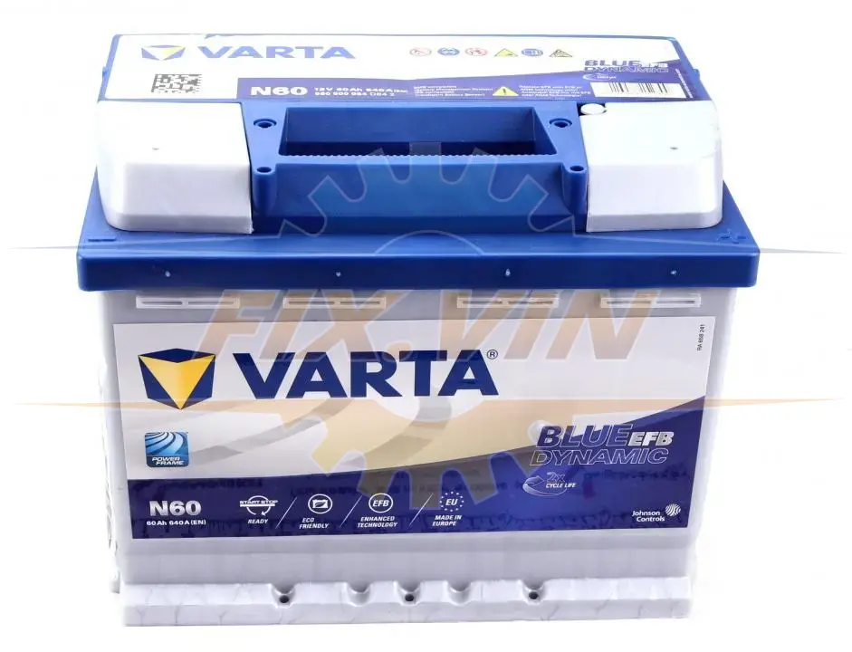Акумуляторна батарея 60Ah/640A (242x175x190/+R/B13) (Start-Stop EFB) Blue Dynamic N60 VARTA 560500064 D842 (фото 1)