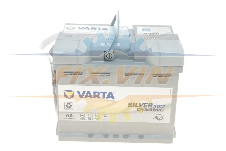 Акумуляторна батарея 60Ah/680A (242x175x190/+R/B13) (Start-Stop AGM) Silver Dynamic A8 VARTA 560901068 J382 (фото 1)