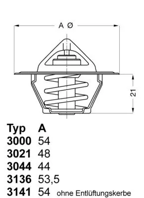 Термостат Chrysler Cirrus Jeep Cherokee - знято з виробництва WAHLER 300090 (фото 1)