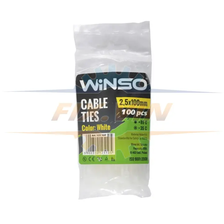 Хомути пластикові білі 2,5x100 (100шт.) WINSO 125100 (фото 1)