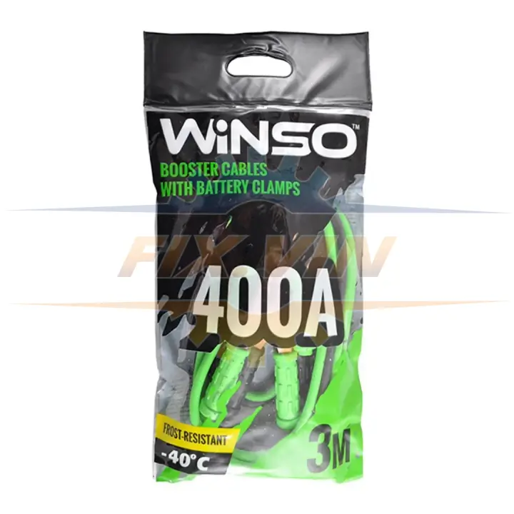 Провода-прикурювачі 400А, 3м, поліетиленовий пакет WINSO 138420 (фото 1)