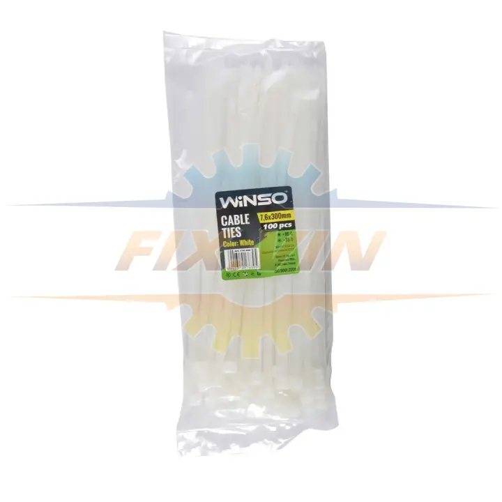 Хомути пластикові білі 7.6x300 (100шт.) WINSO 176300 (фото 1)
