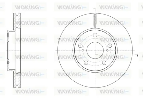 Диск гальмівний передній (кратно 2) (вир-во Remsa) Toyota Corolla Auris 12>18 (D61539.10) WOKING D6153910