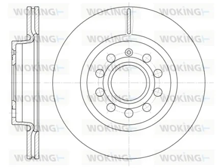 Гальмівний диск перед. A3/Caddy/Golf/Jetta/Leon/Octavia/Toledo 03- WOKING D664710