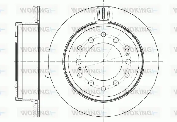 Гальмівний диск зад. Cruiser 300/80/90/Prado/Lexus GX 01-10 3.0-4.7 WOKING D6956.10 (фото 1)