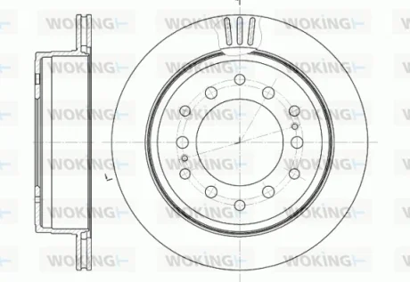 Гальмівний диск зад. Cruiser 300/80/90/Prado/Lexus GX 01-10 3.0-4.7 WOKING D6956.10