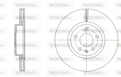 Гальмівний диск перед. Caddy III/IV/Golf/Jetta/Passat/Octavia 05- (312x25) WOKING D697210