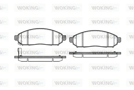 Гальмівні колодки пер. Nissan Navara 2,5dCi 05- WOKING P1062301