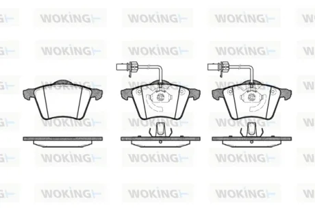 Гальмівні колодки пер. T4 2.5TDI 96-03 (R15)(з датчиком) WOKING P6213.02