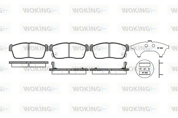 Гальмівні колодки пер. Chevrolet Cruze /Subaru Justy /Suzuki Ignis /Nissan Pixo 1.0-2.5 00- WOKING P624302 (фото 1)