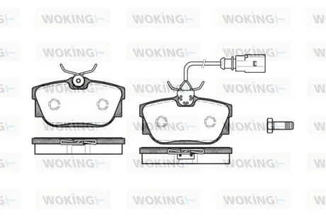 Гальмівні колодки зад. T4 98-03 (з датчиком) (94.8x51mm) WOKING P6673.01