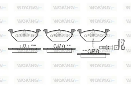 Колодки тормозные диск. перед. (пр-во Remsa) Audi A3 1.2 03-12,Audi A3 1.2 08-13,Audi A3 1.4 03-12 WOKING P7333.21