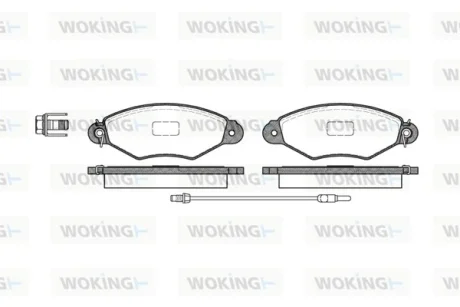 Гальмівні колодки пер. Kangoo 1.2-1.6 97- (Bosch) (з датчиком) WOKING P7433.01
